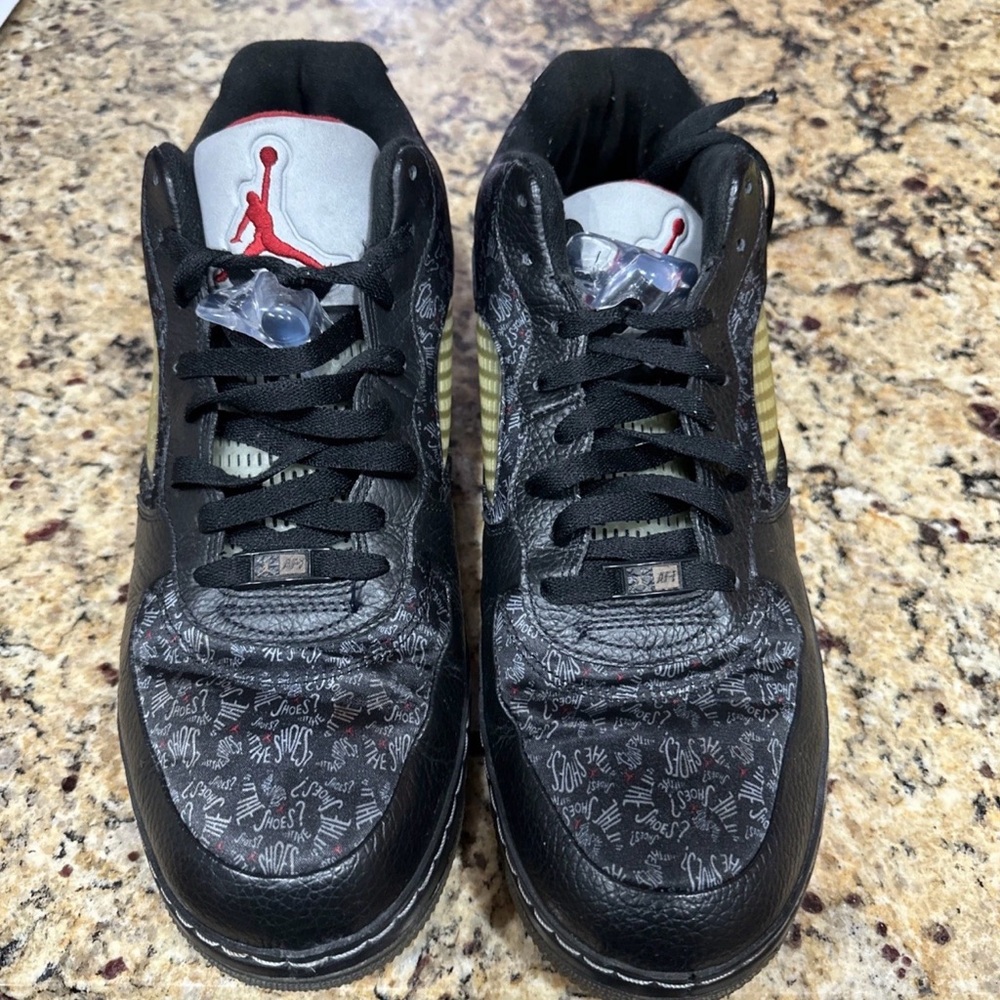 Nike Air Jordan Black and Gray Patterned Sneakers Size 13 With Vintage Clamp